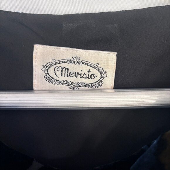 Mevisto Womens Black Multicolor Burnout Velvet Floral Long Sleeve Shift Dress - Picture 3 of 9